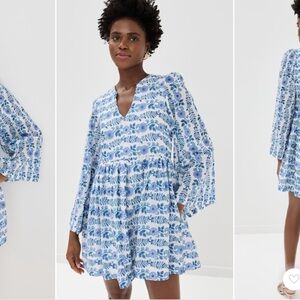 Alix Of Bohemia Silvie Iris Ivy Dress Blue White Purple Block Print XS